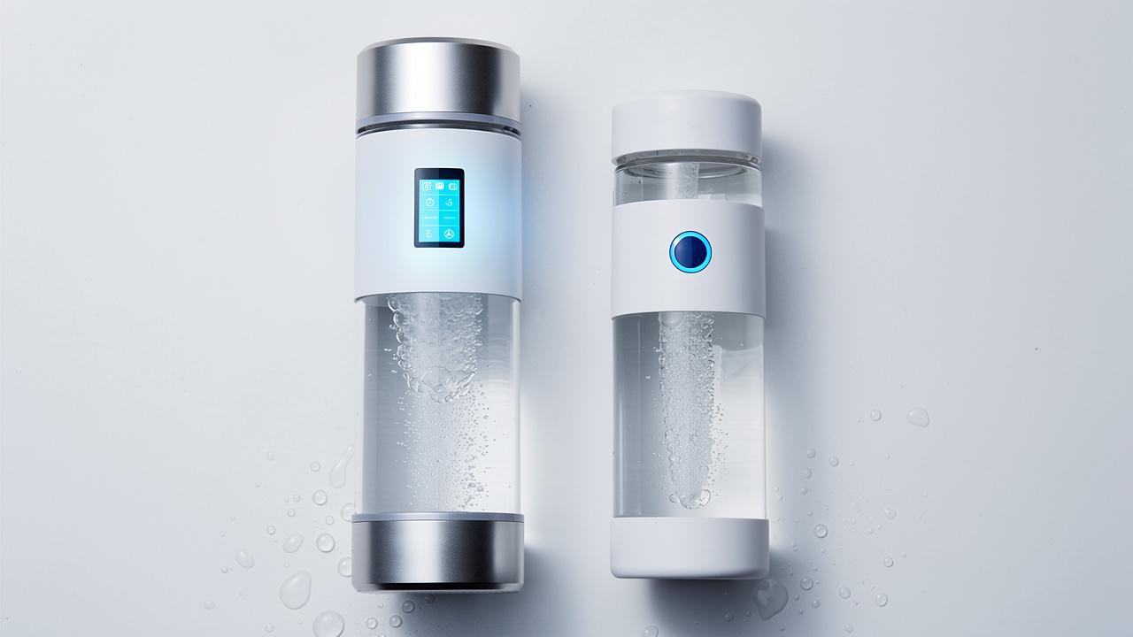 Two hydrogen water bottles compared side by side