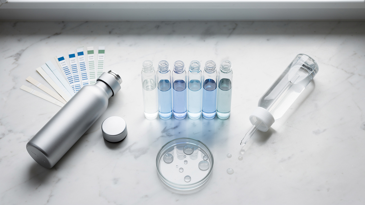 H2 Blue reagent and ozone test strips for checking a hydrogen water device