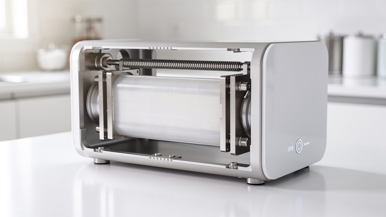 Modern SPE hydrogen water generator showing internal membrane technology