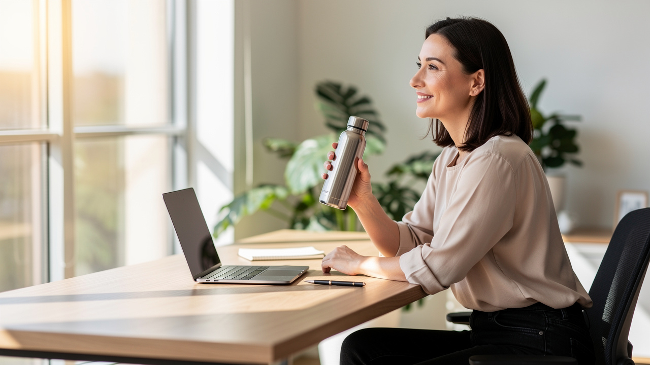 Woman choosing a hydrogen water bottle for daily wellness